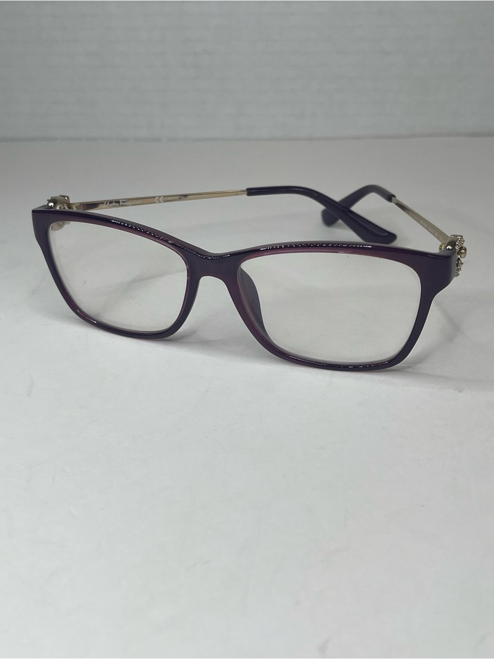 Salvatore Ferragamo Women's Plum Frame Glasses with Gold Temples
